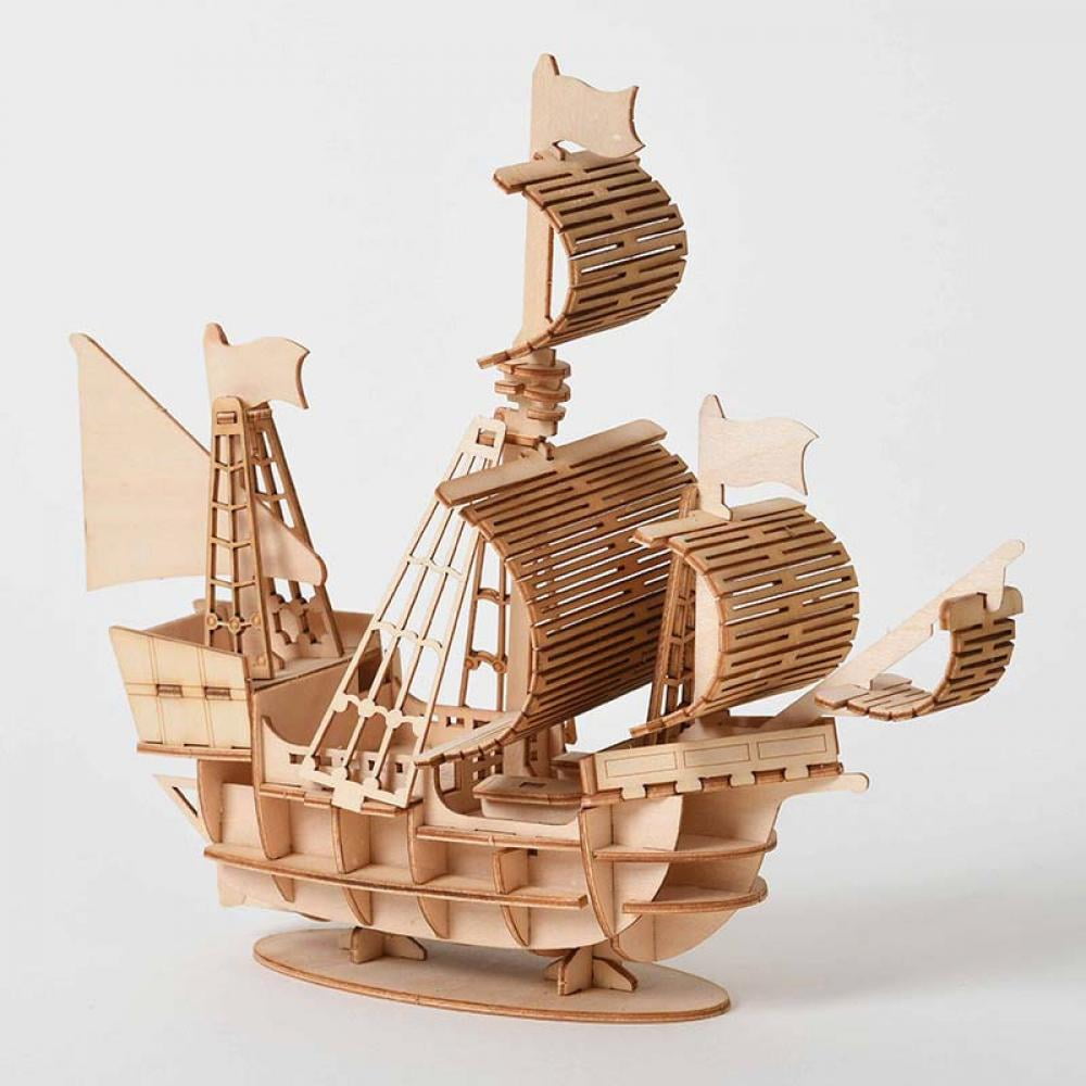 Diy 3D Craft Kits Wooden Puzzle Toy Sailboat Desk Decoration Education For Kids 
