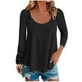 thumbnail image 2 of AXXD Black Basic Summer Shirts for Women 2024 Trendy Round-Neck Long Sleeve Casual T-shirt Top Solid Blouse, 2 of 6