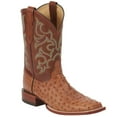 thumbnail image 2 of Justin Men's Waxy Full Quill Ostrich Western Boot Broad Square Toe Cognac 14 D(M) US, 2 of 7
