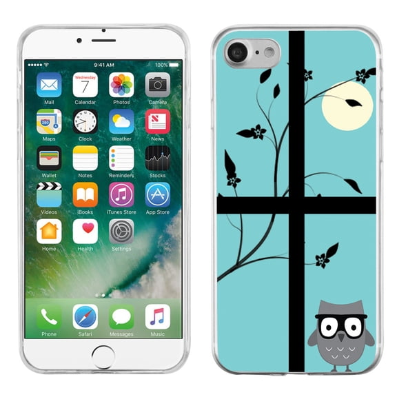 One Tough Shield ® Slim-Fit Premium TPU Gel Phone Case for Apple iPhone 7 - Moon Owl