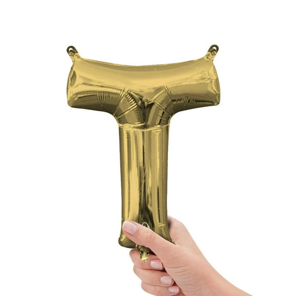 16 inch Letter T - Anagram - White Gold (Air-Fill Only) Foil Mylar Balloon - Party Supplies Decorations