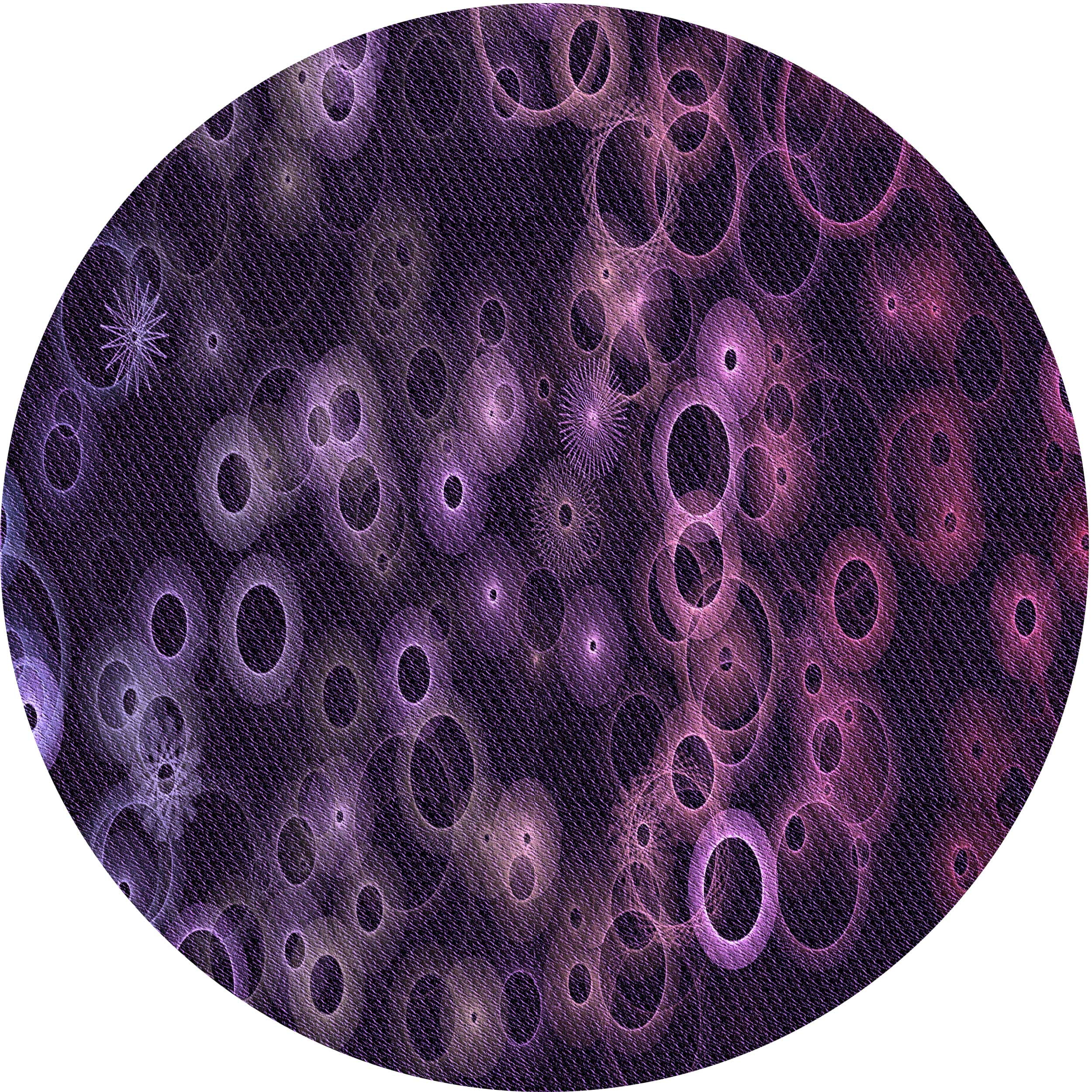 Ahgly Company Indoor Round Patterned Deep Purple Area Rugs, 3' Round