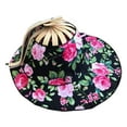thumbnail image 1 of Sombrero plegable 2 en 1 de bambú para el sol, ligero y moderno, para mujer peonía negra, 1 of 9