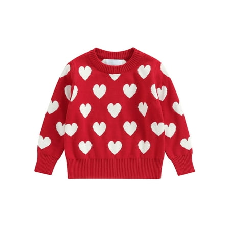 

Peyakidsaa Kids Baby Girl Cute Heart Print Long Sleeve Knit Warm Sweaters Pullover Jumper Tops 18M-6Y