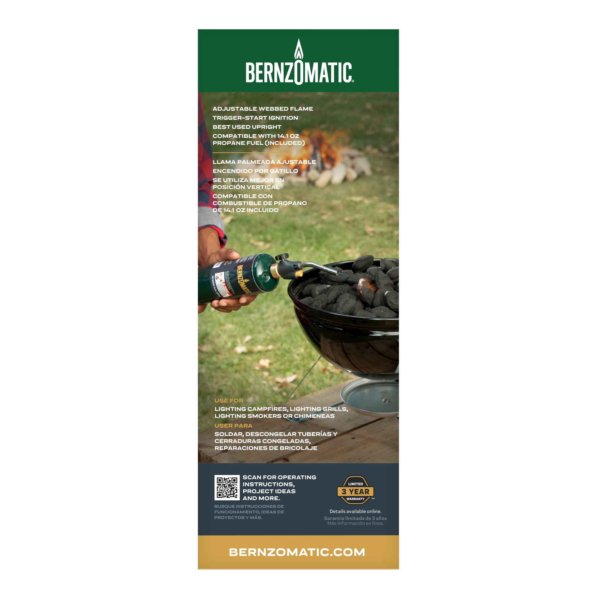 Bernzomatic Firestarter Utility Propane Torch Kit with Adjustable Flame, Trigger-Start Torch Head