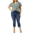 thumbnail image 4 of Unique Bargains Women's Plus Size Flare Short Sleeve Chiffon Blouse, 4 of 5