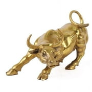 2024 Years Bull Statue Ox Brass Sculpture Wall Street Home Bulls Figurine F9K6