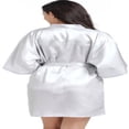 thumbnail image 2 of LYMAYTER Kimono Robe for Women Summer Solid Color Short Robe Fashion Satin Cozy Sleepwear Bathrobe S-3XL, 2 of 7