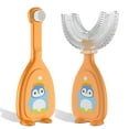 thumbnail image 1 of Transemion 2 Pieces U Shaped Training Toothbrushes Toddler Full Mouth Teeth Reusable orange L 1Set, 1 of 6