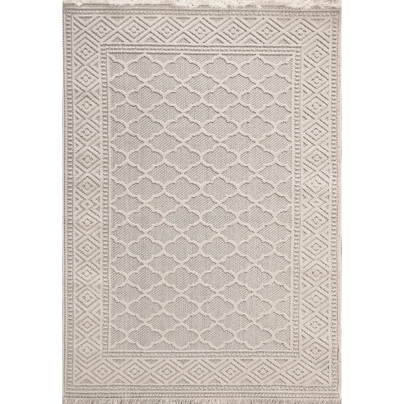 Dynamic Rugs Seville Ivory/Soft Grey 5X7 Trellis Area Rug