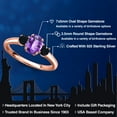 thumbnail image 2 of Gem Stone King 18K Rose Gold Plated Silver Purple Amethyst and Black Onyx Engagement Ring for Women | 1.01 Cttw | Oval Checkerboard 7X5MM | Gemstone February Birthstone | Size 5, 2 of 6