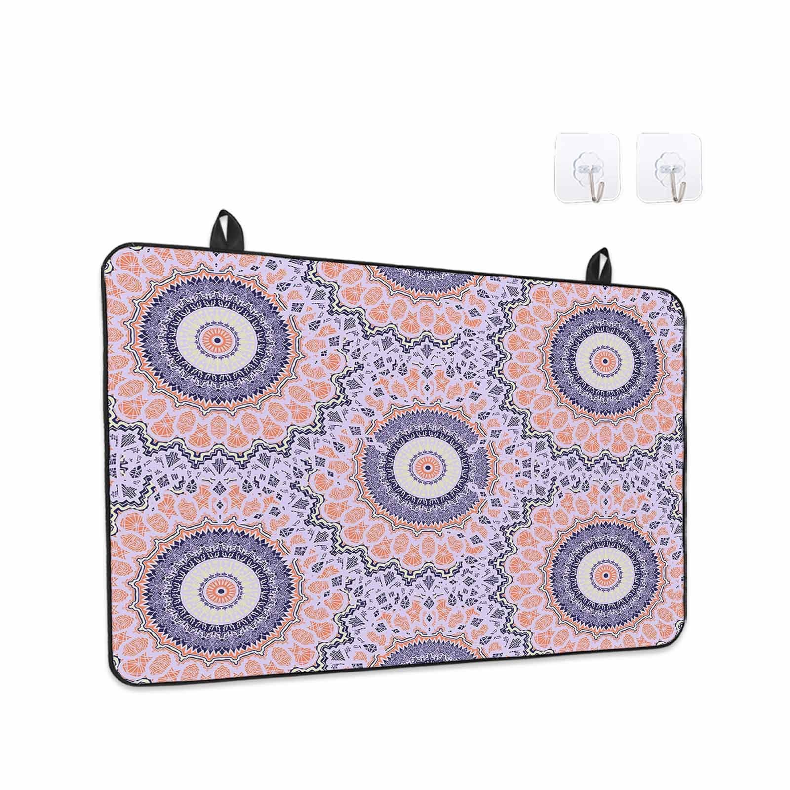 Pink Purple Geometric Stove Top Cover for Electric Stove, Heat-proof & Non Slip Glass Top Stove Cover Protector, Ethnic Indian Modern Abstract Art Kitchen Flat Cooktop Rubber Mat 24x21 Inches