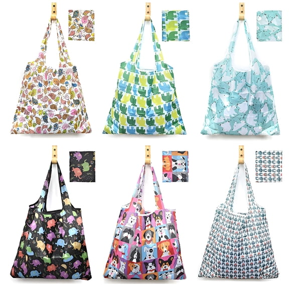 GASTROPOD 6 Pcs Large Capacity Reusable Grocery Bags Xlarge 50Lbs Foldable Grocery Shopping Bags Washable Eco-Friendly Ripstop Nylon Tote Bags