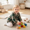thumbnail image 5 of Gerichy Baby Girl Plaid Shirt Romper Flannel Long Sleeve Tops 0 3 6 9 12 18 Months Infant Button Down Fall Clothes, 5 of 7