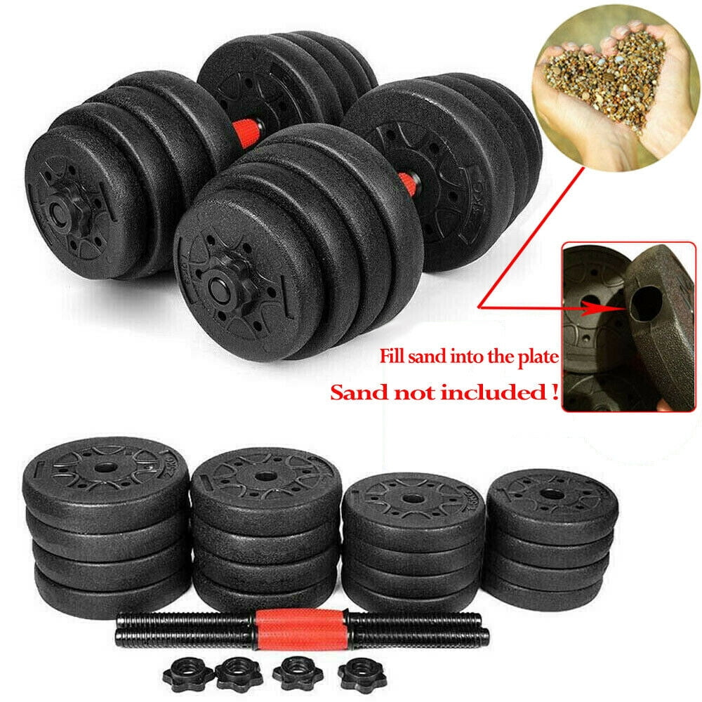 Totall 66 LB Weight Dumbbell Set Adjustable Cap Gym Barbell Plates Body Workout