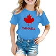 thumbnail image 4 of NINGMENG T-Shirts et Hauts pour Filles Enfants Enfants Canada Imprimé Manches Courtes Col Rond Coupe Décontractée Hauts Basiques Chandail T-Shirts Vêtements d'Extérieur, Bleu, 8-9 Ans, 4 of 4