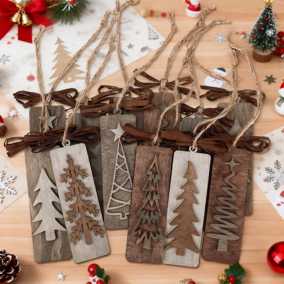 12Pcs Rustic Wooden Christmas Tree Ornaments Hanging Decor