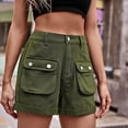 thumbnail image 4 of Sngxgn Women's High Waisted Casual Shorts Ripped Hem Frayed Distressed Short Casual(Green,XXL), 4 of 7