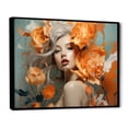 thumbnail image 2 of Designart "Portrait of Woman with Bloom in Orange III" Fashion Framed Wall Art - Glam Orange Fashion Woman Entryway Framed Wall Art, 2 of 6
