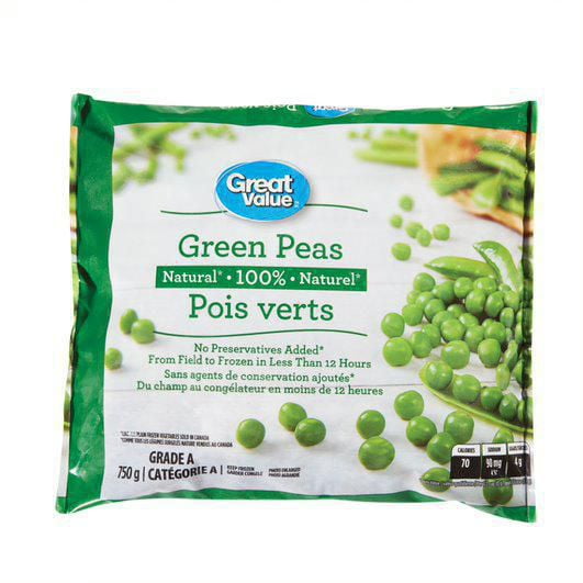 Great Value Grade A Green Peas, 750 g