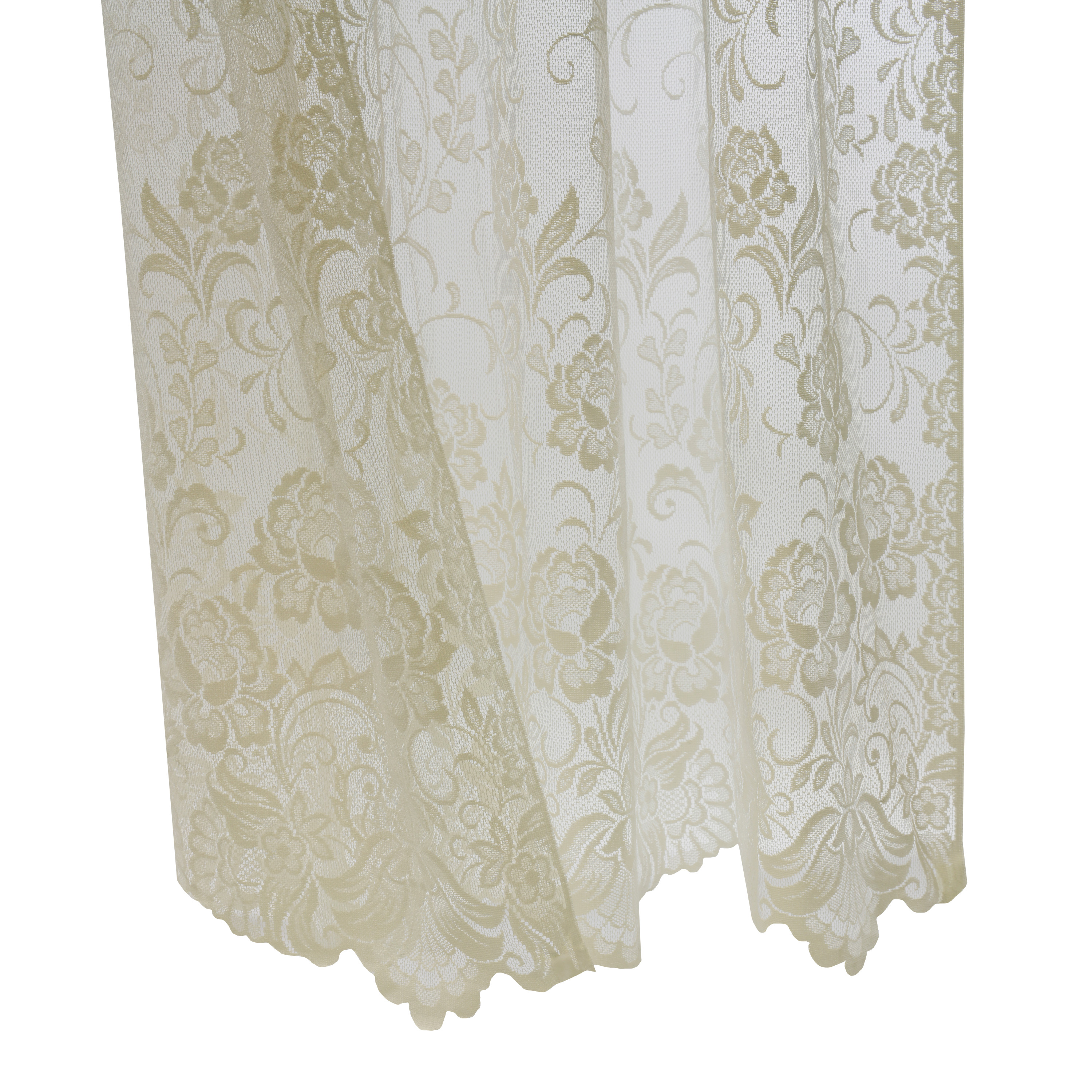 Louis Floral Lace Window Curtain Panel 55" x 63" in Ivory