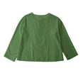thumbnail image 5 of Coerni Cotton Linen Blouse for Girls Aesthetic Shirts Long Sleeve V Neck Plain Kids Summer Fashion Tops Breathable Loose, 5 of 5