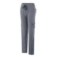 thumbnail image 5 of Polyester Full-Length Yoga Cargo Pants for Women Gray Leisure Weekend Elastic Waist Casual Joggers Pockets Wide Leg L, 5 of 9