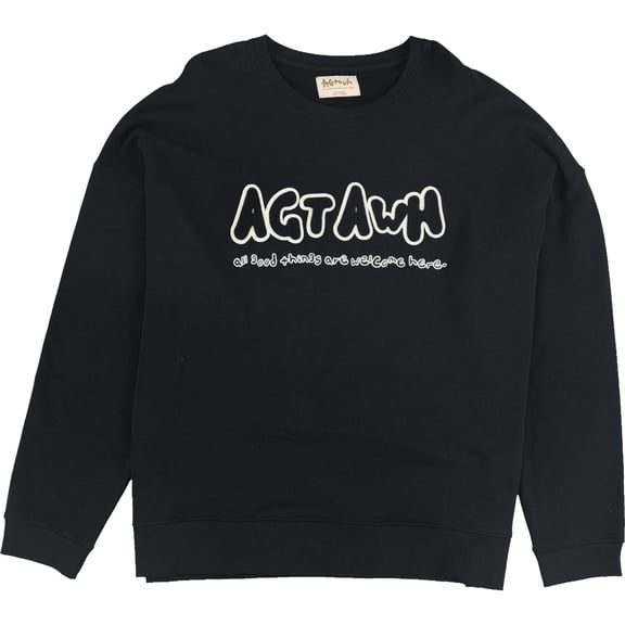 $92 AGTAWH Men's Sweatshirt 100% Cotton French Terry Crew Neck Black L