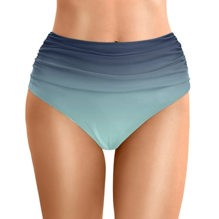 WERYOUNG Women High Waist Bikini Bottoms Swim Briefs Beach Shorts Ruched Bottom High Cut Swim Bottom Full Coverage Sports Yoga Shorts Swimbottom Summer Vacation Swimwear Versatile Mint Green XL