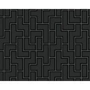 Concord Wallcoverings Textured Wallpaper Modern Geometric Featuring Puzzle Shapes, Black Metallic , 21 In x 33 Ft (56 sq. ft), 939371