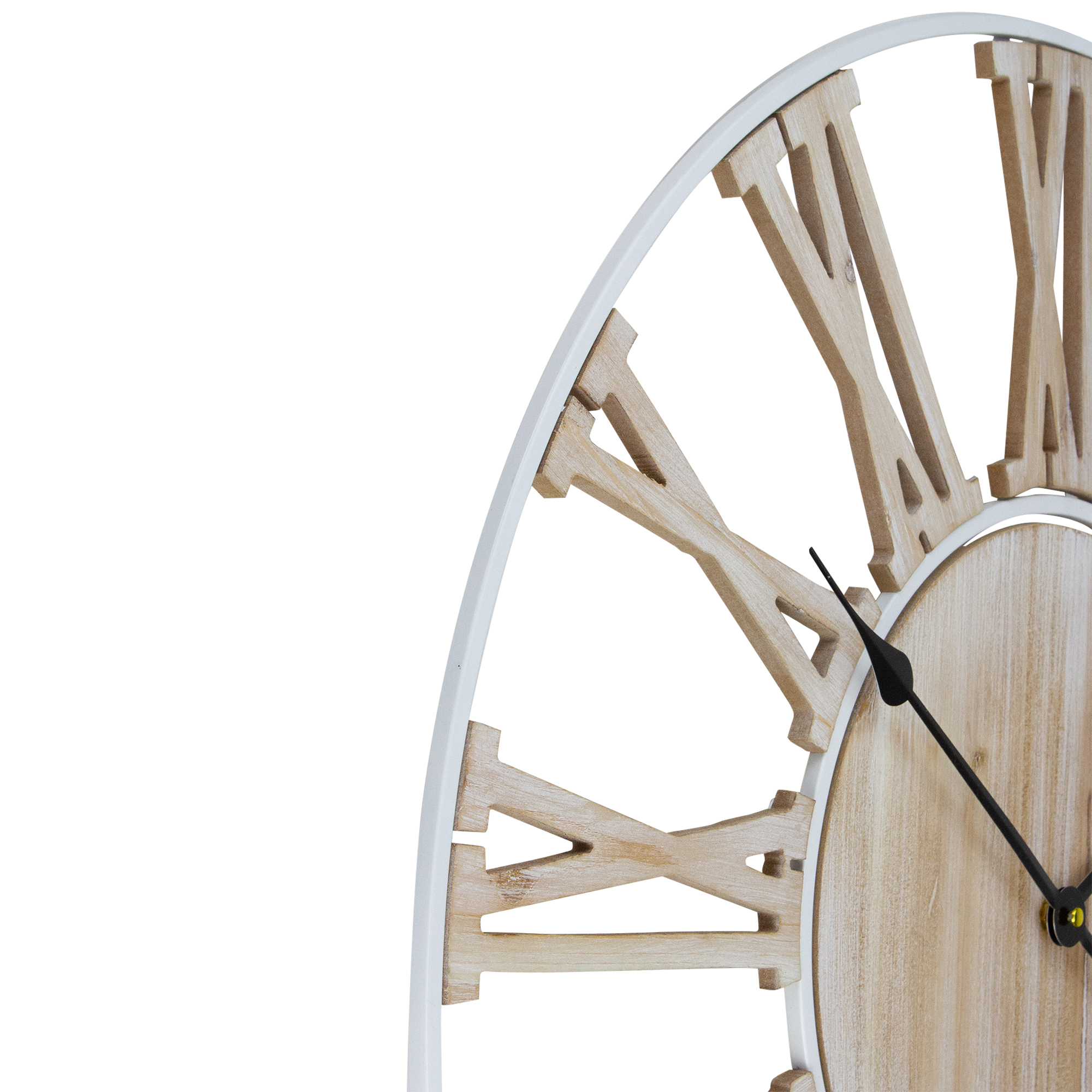 Northlight Wood and Metal Roman Numeral Battery Operated Round Wall Clock - 28"