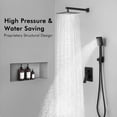 thumbnail image 2 of Shower System Black Shower Faucet Set, Matte Black Rainfall Shower Head Pressure Balancing Rain Rough-in Valve Body Trim Kit, Bathroom Shower Complete Combo Set, XB6260S10-BK, 2 of 8