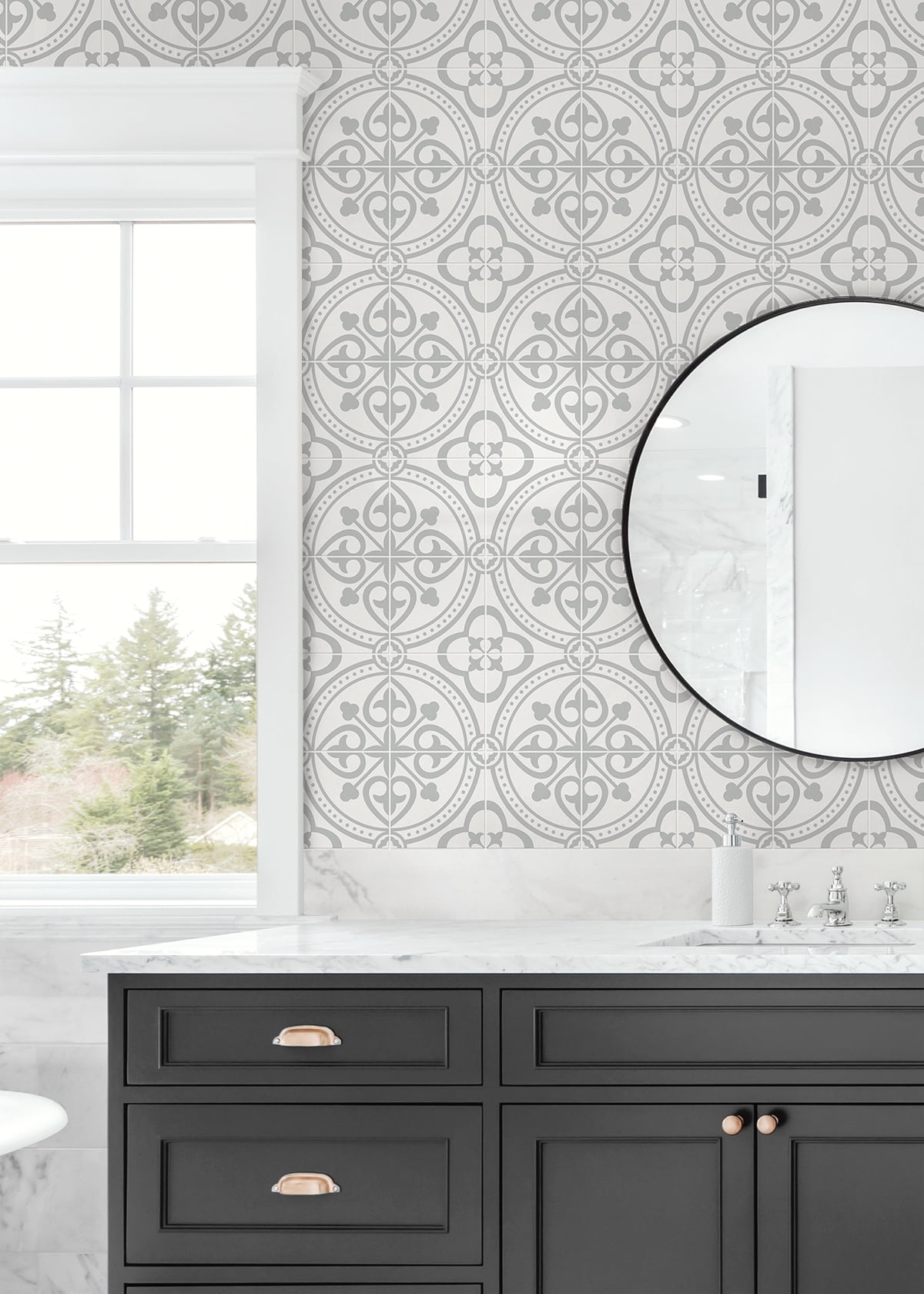 Wallquest, Inc. Luxe Haven Porto Tile Peel and Stick Wallpaper Harbor Mist