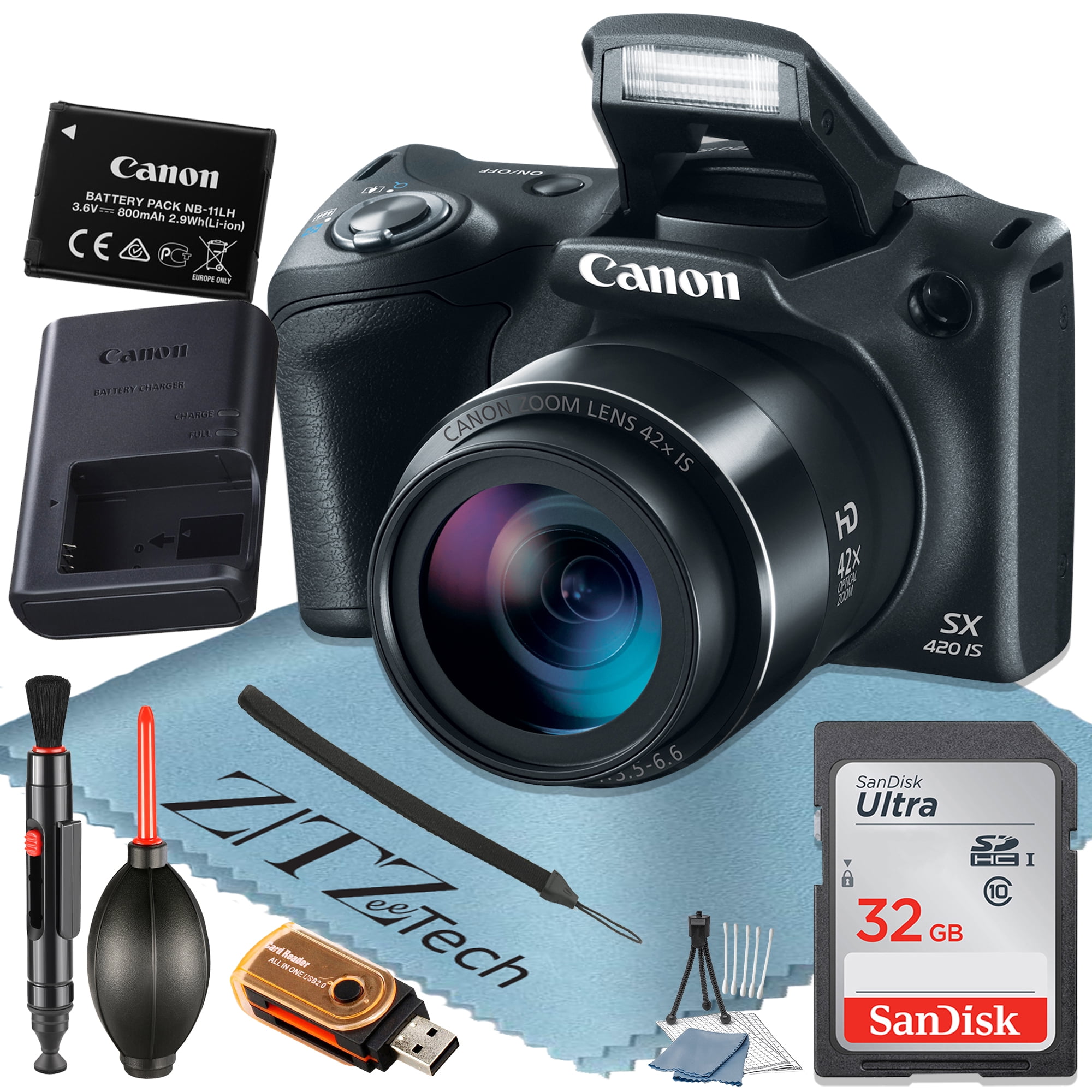 Canon Powershot SX420 Digital Camera (Black) with SanDisk 32GB Memory