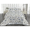 thumbnail image 2 of Ambesonne Flower Quilted Bedspread Set 3 Pcs, Simple Floral Petals Print, Queen, Taupe Grey and Slate Blue, 2 of 4