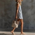 thumbnail image 2 of Morttic Women's Retro Striped Sleeveless A-Line Mini Dress with Pockets – Crew Neck Casual Summer Vacation & Play Outfit Blue，S, 2 of 4