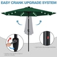 thumbnail image 3 of ABCCANOPY 10.5ft Patio Solar Umbrella LED Outdoor Umbrella with Tilt and Crank, Forest Green, 3 of 10