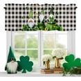 thumbnail image 2 of Kitchen Valances for Window, St. Patrick's Day Gnome Light Filtering Rod Pocket Valance Curtain, Green Shamrock Black Buffalo Plaid Short Curtains Window Topper for Bedroom Living Room 54x18in, 2 of 9