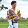 thumbnail image 3 of Fuzoiu Daisy Sunflower Lazy Cat Print Men's Polo Shirts Short Sleeve,Golf Shirts for Men,Mens Golf Shirt Moisture Wicking Quick-Dry-3X-Large, 3 of 6