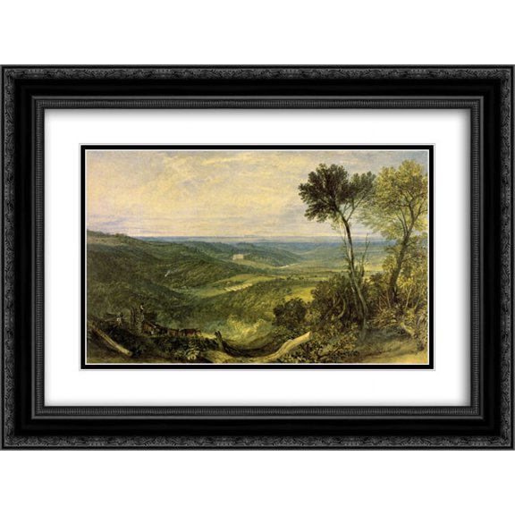 Joseph Mallord William Turner 2x Matted 24x20 Black Ornate Framed Art Print 'The Vale of Ashburnham'