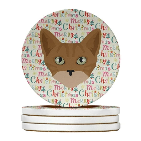 

Australian Mist Cat Christmas Large Sandstone Coasters Pack of 4 4 in x 4 in