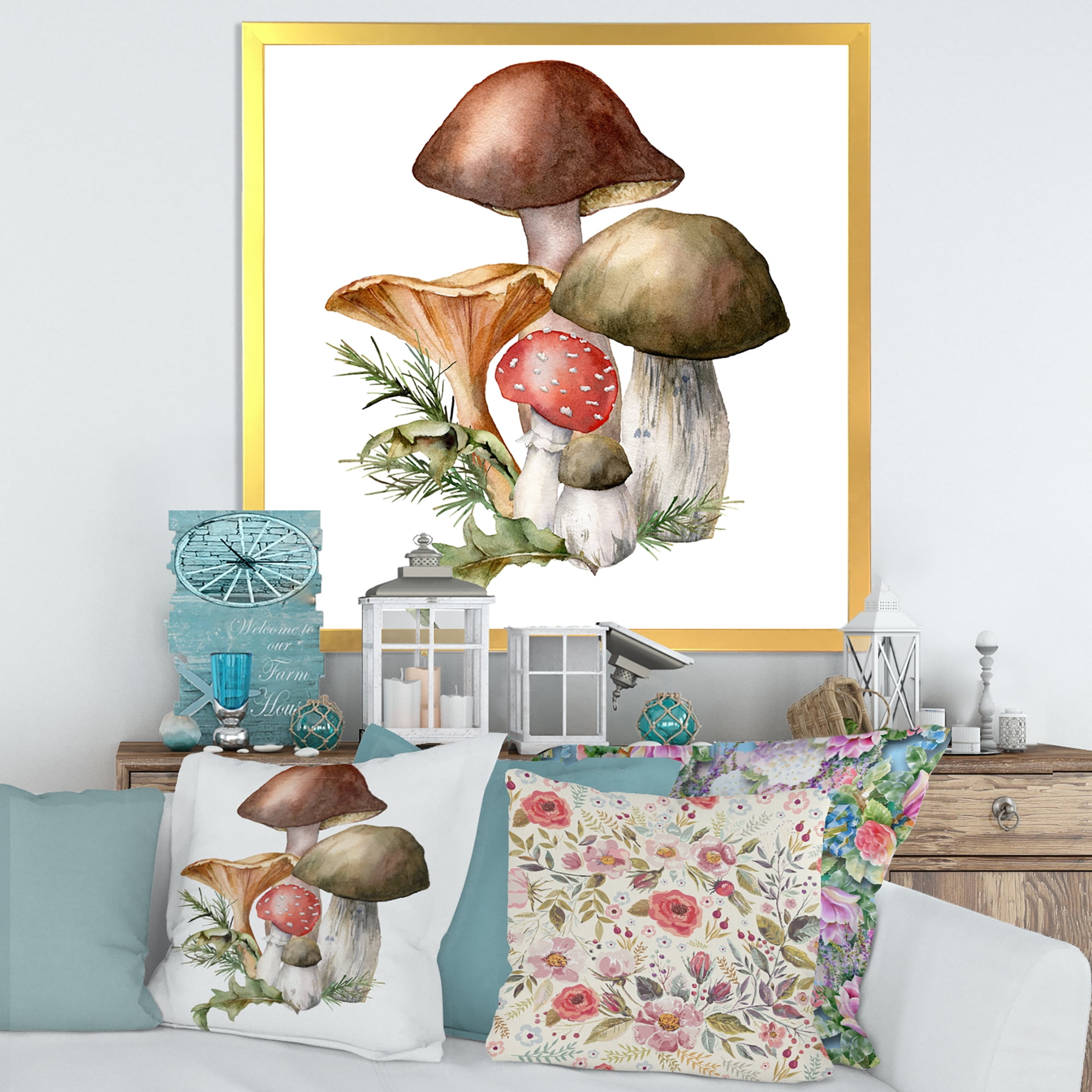 Designart 'Autumn Composition With Mushrooms' Traditional Framed Art Print