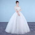thumbnail image 4 of EIMELI Ladies Wedding Dress Solid Color Short Sleeves Long Hem Wedding Gown New, 4 of 8