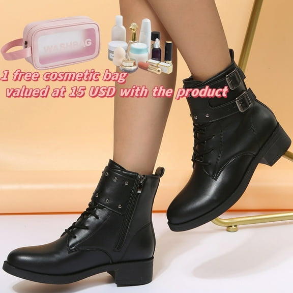 Tponi Winter Boots For Women Pink Women Boots Womens Mid Calf Boots Round Toe Mid Heel Ankle-High Cocktail & Party Slouch Boots