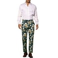 thumbnail image 2 of INSPIRE CHIC  Men's Floral Dressy Pants Flat Front Party Prom Flower Printed Slacks 30 Blue White, 2 of 5
