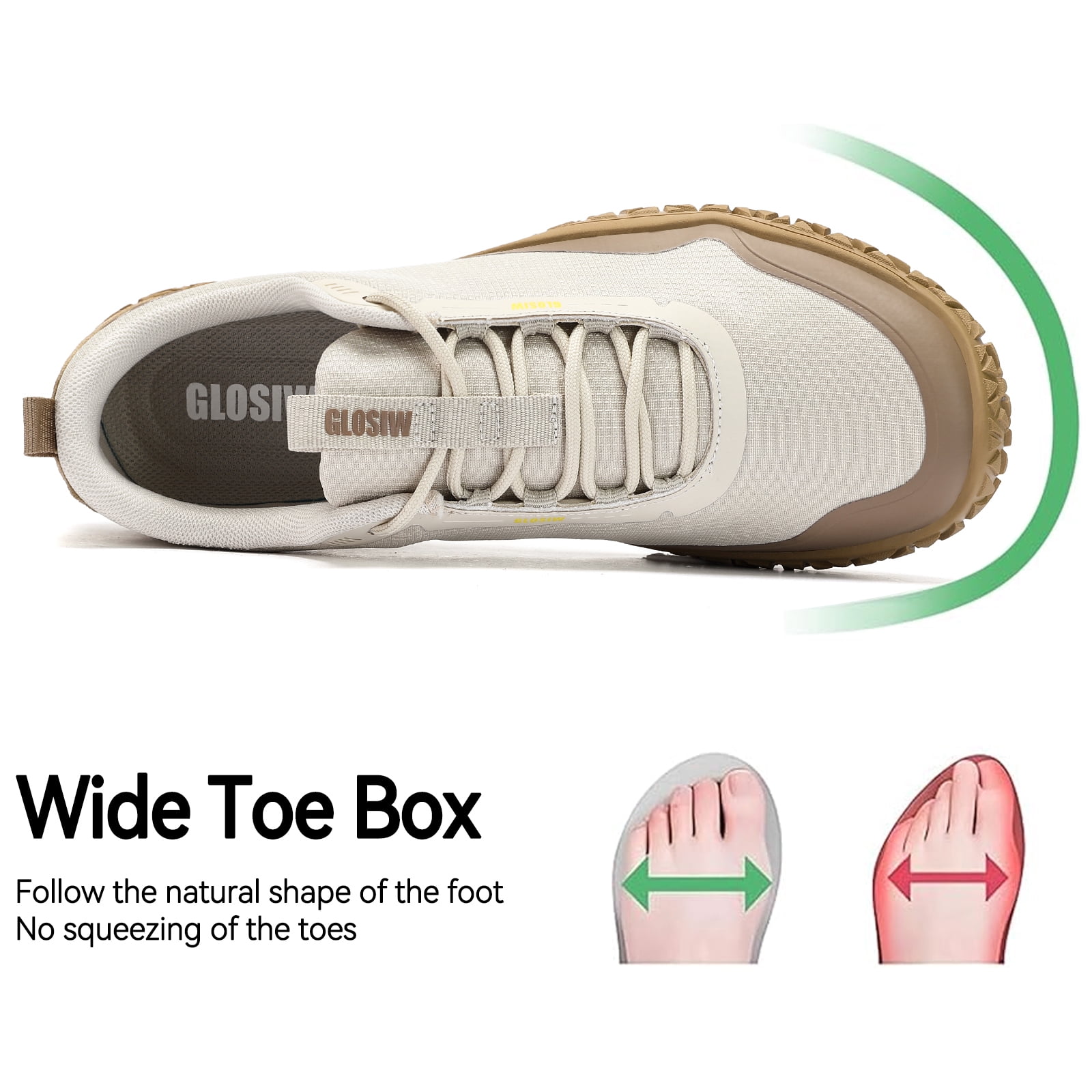 GLOSIW men Sneakers,Wide Toe Box Shoes men Zero Drop Barefoot Shoe Men Trail Running Shoe Non-Slip Lightweight Walking Hiking Shoes Cross-training