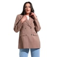 thumbnail image 2 of Beige - Double-Breasted - Fully Lined - Plus Size Jacket - Alia, 2 of 5