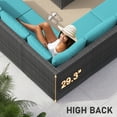 thumbnail image 3 of RADIATA 10-Piece Patio Furniture Set with Fire Pit Table, Outdoor Sectional with 43" 60000 BTU Firepit Table, Double Chaise Lounge, High Back Wicker Outdoor Sectional with Fire Pit Set,Green, 3 of 12