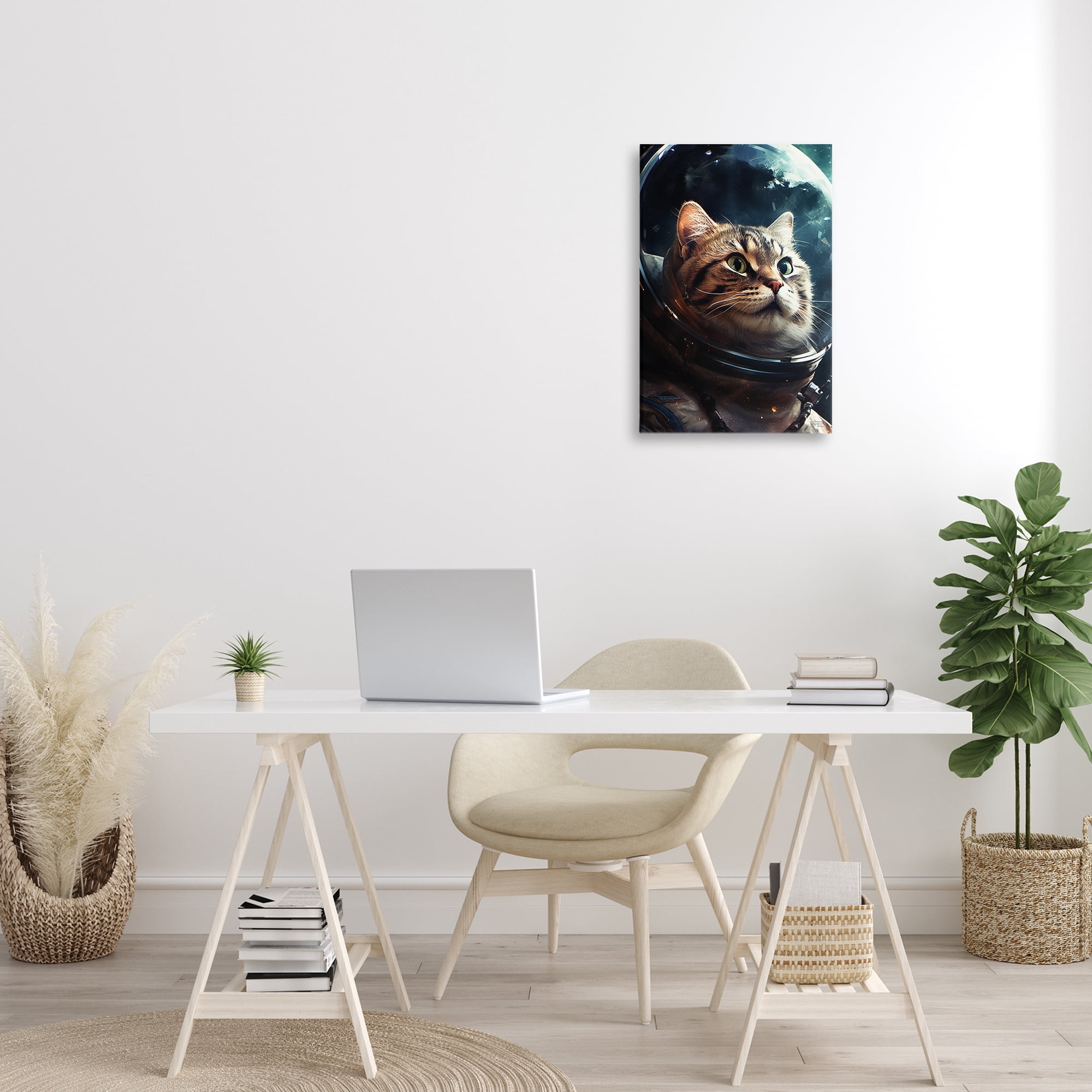 Stupell Industries Amazed Astronaut Cat Animals & Insects Painting Gallery Wrapped Canvas Art Print Wall Art, 16 x 24