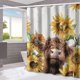 thumbnail image 1 of Cortina de ducha Highland Cow Sunflower impermeable 180 x 200 cm, 1 of 3